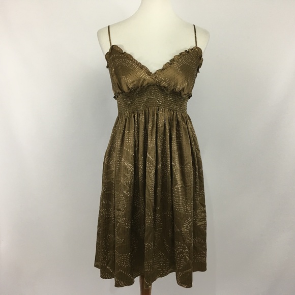 BCBGMaxAzria Dresses & Skirts - BCBGMaxAzria 100% Silk Smocked Ruffled Dress Sz S